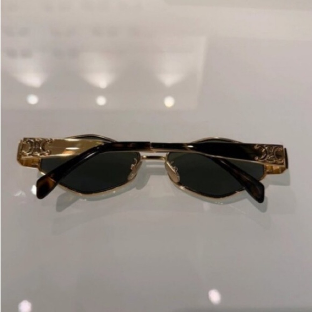 Celine Geometric Sunglasses Gold Frame Dark Lenses - Picture 7 of 7